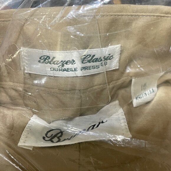 2 Brimar Men's Work Shirts Uniform Tan Blue Size 16 (READ) - Picture 2 of 9